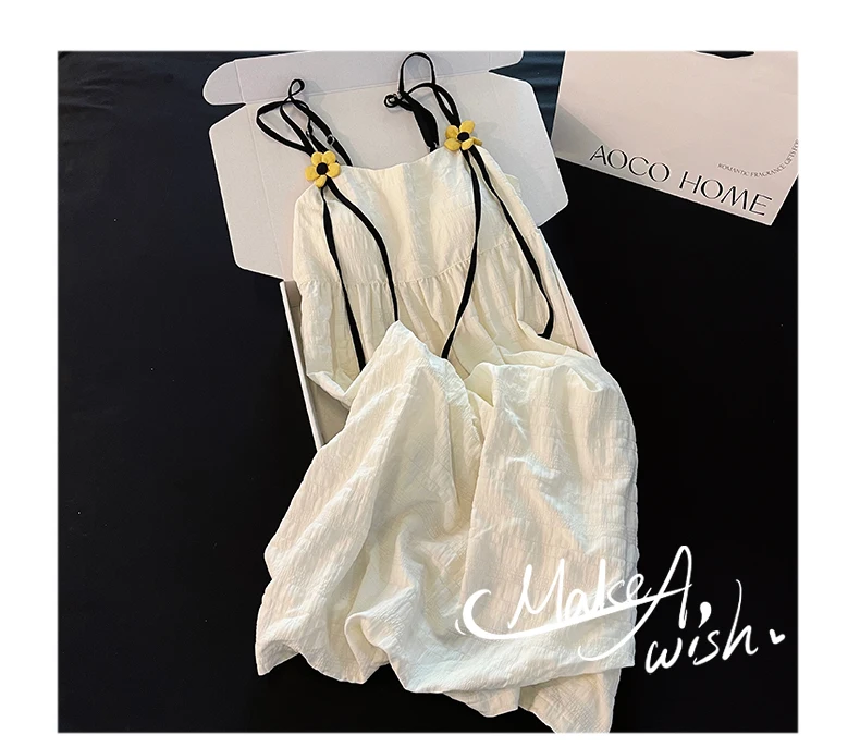 DAIMELU Pastoral pure cotton with chest pad Sleepwear suspender pajamas pajamas women's summer new sweet dress small nightgown