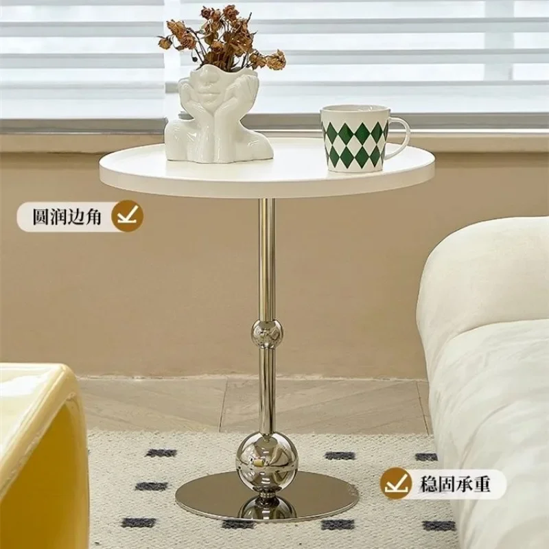 Sofa side small coffee table apartment white table simple household bedside shelf cream wind glass table  living room furniture