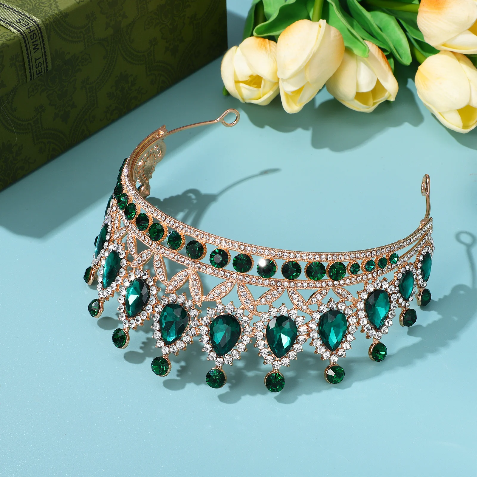 

Luxury Rhinestone Tiara Crown Bridal Headpiece Baroque Style Elegant Wedding Hair Accessory for Women Prom Birthday Event