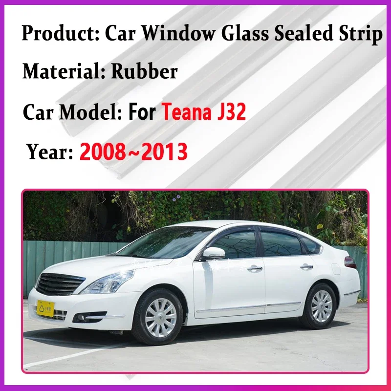 Car Window Glass Sealed Strip For Nissan Teana J32 2008~2011 2012 2013 Maxima Chrome Laminate Protector Weatherstrip Accessories