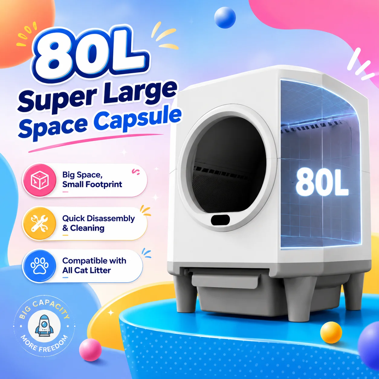 Smart APP Control Cat Litter Box MBC-ICB020 Easy Clean Automatic Cleaning Advanced Odor Control System Eco-Friendly