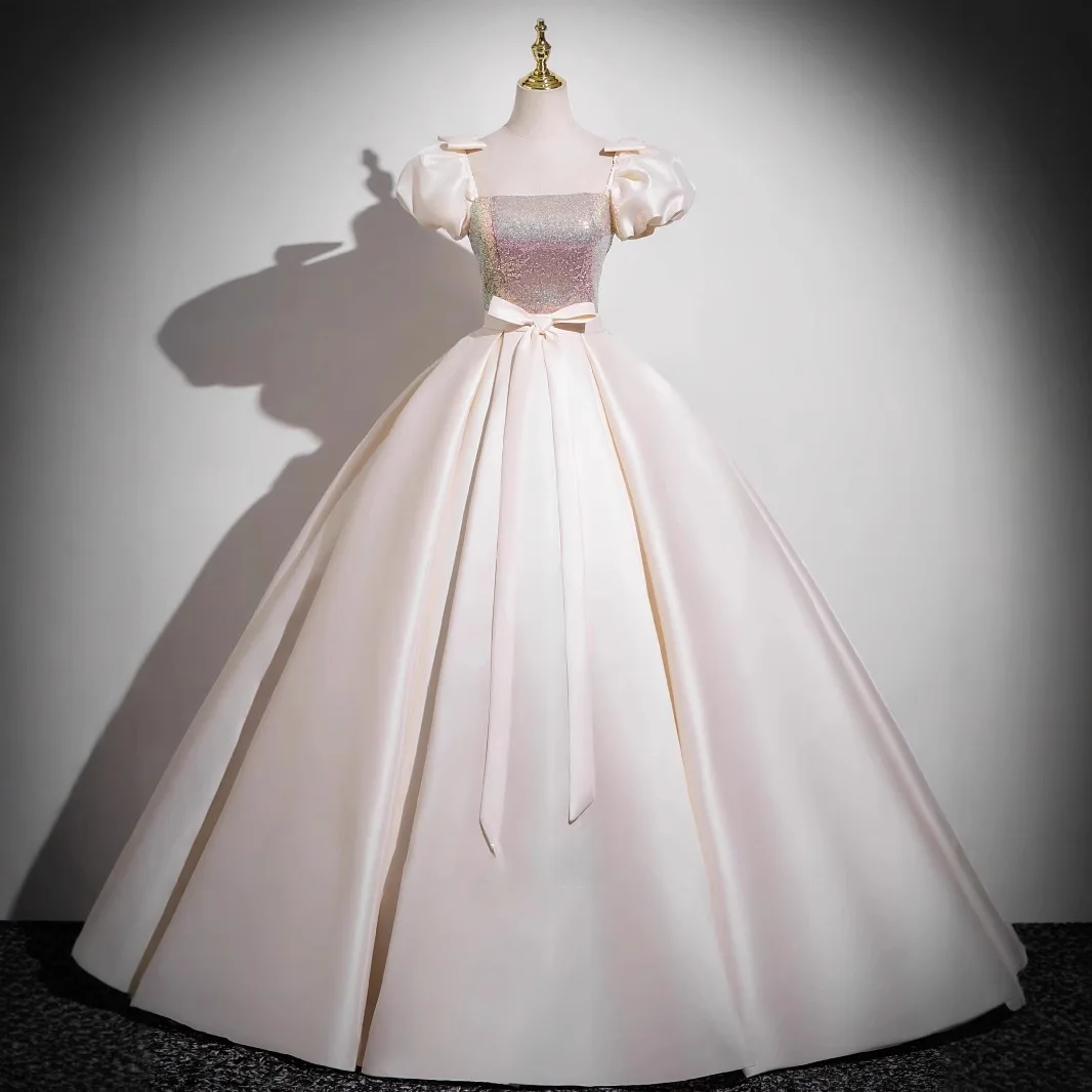 

Бальное платье по индивидуальному заказу, платья Quinceanera, блестки, пышные рукава, платья для выпускного вечера, дня рождения, торжественное мероприятие, Vestido De Noche