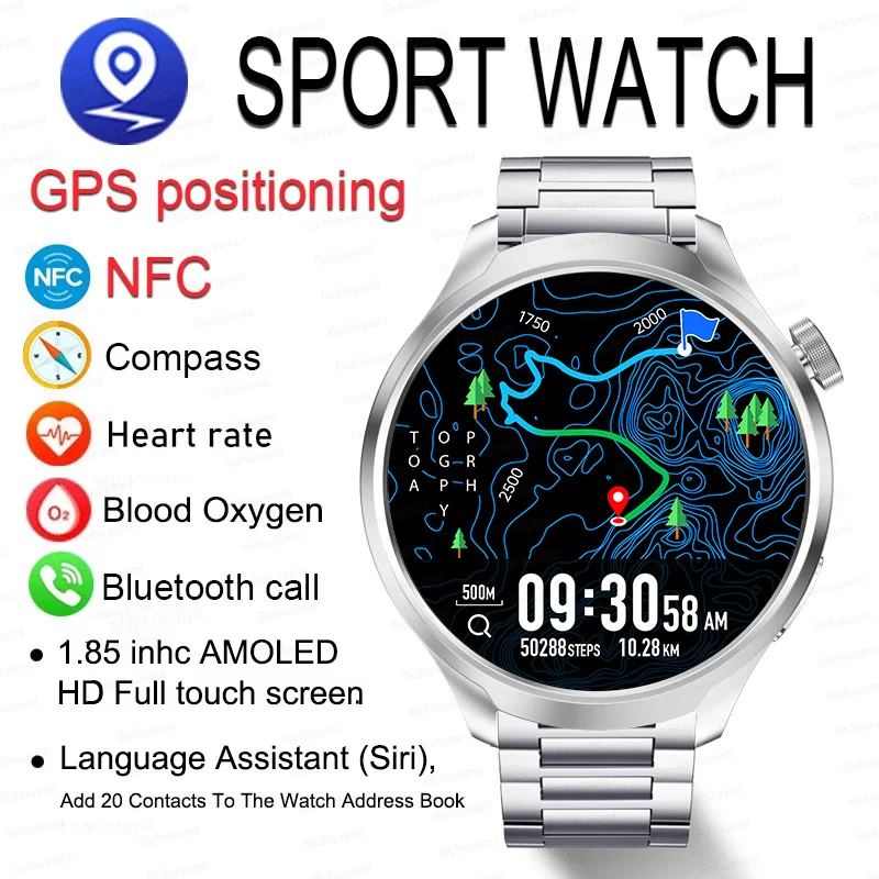 2024New For HUAWEI Xiaomi Apple Sport Smart Watches Men 1.85inch Full touch screen GPS Motion Trajectory Compass Call SmartWatch