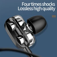 Écouteurs intra-auriculaires filaires, 3.5mm, suppression du bruit, pour sport, double pilote, basse, stéréo, casque de jeu, HiFi, musique, avec micro 3