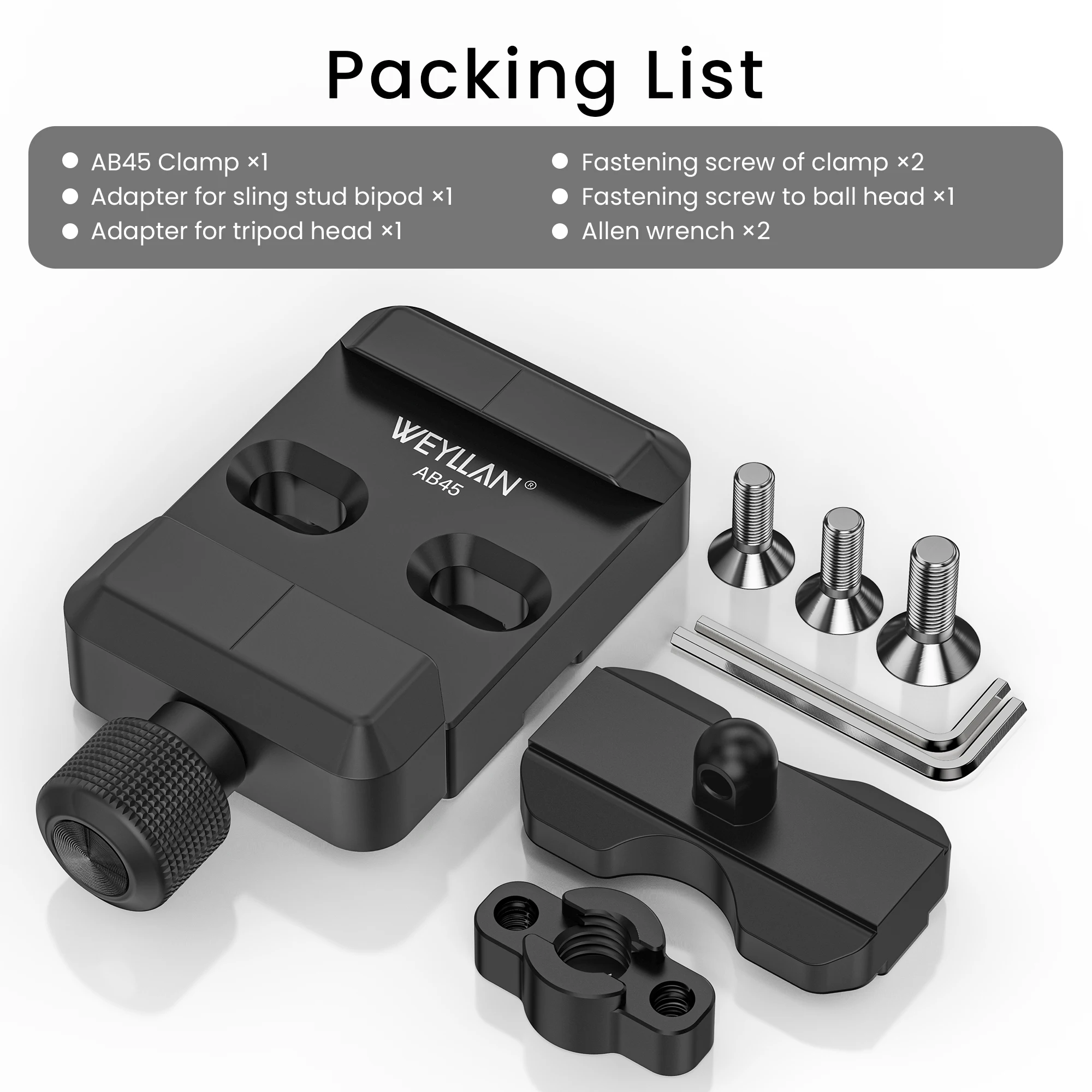 WEYLLAN AB45 Snelwisselplaatklem, snelwisselklem met Arca Swiss klem, universele Quick Release Plate adapter, metalen klem, snelwisselplaat, ondersteunt Harris & Atlas NC tweepoot WEYLLAN AB45 Snelwisselplaatklem, snelwisselklem met Arca Swiss klem, universele Quick Release Plate adapter, metalen klem, snelwisselplaat, ondersteunt Harris & Atlas NC tweepoot