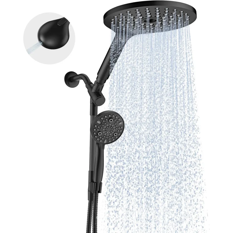 

Dual Shower Head Combo 8 Inch Rainfall and 10 Mode Handheld with Power Wash Adjustable 59 Inch Hose for Spa Bathroom