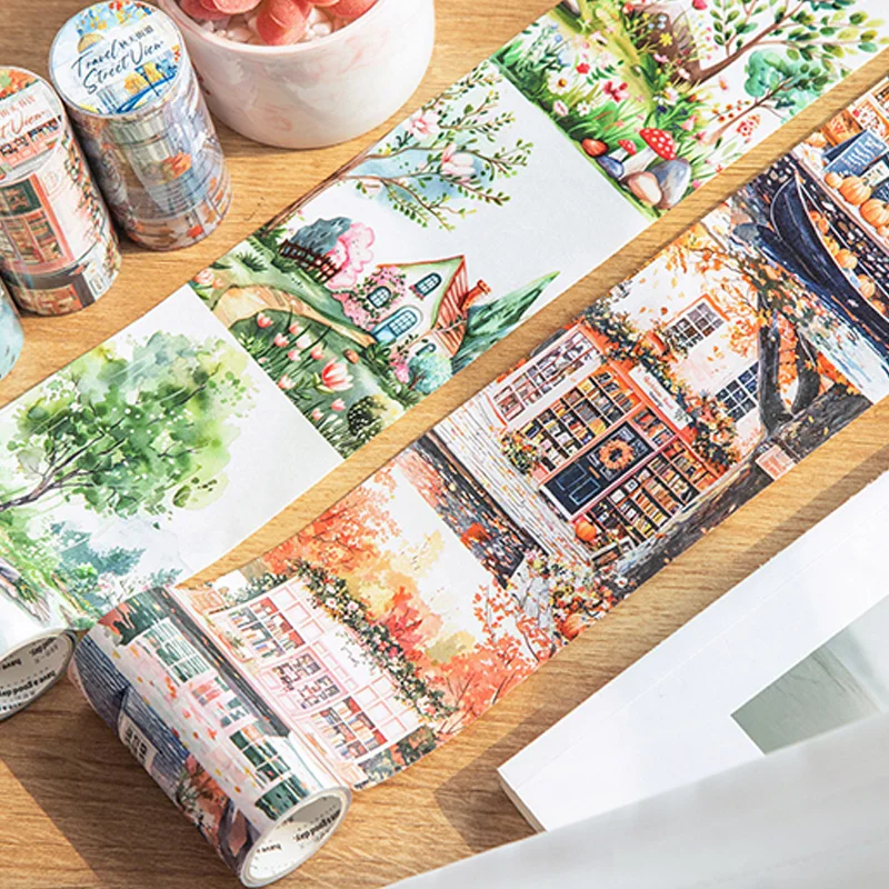 Masking Tape 80mm*2m Journey Nature Beauty Street Scape Tape Scrapbook DIY&Handbook Mobile Phone Case Notebook Decoration