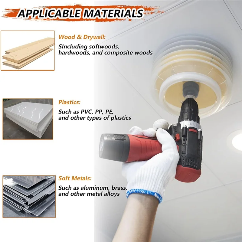 

6-19/64 Hole Saw For Recessed Lights,Hole Saw Dust Bowl For Recessed Lighting 6In Include 3/8In Hex Shank&SDS Plus Arbor-B61B