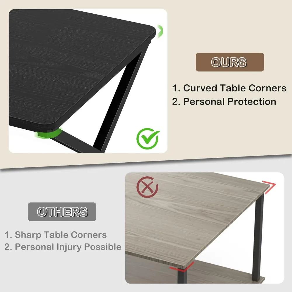 طاولة قهوة مستديرة حديثة وبسيطة مع رف تخزين، طاولة مركزية لغرفة المعيشة مصنوعة من المعدن الخشبي على الطراز الصناعي #5