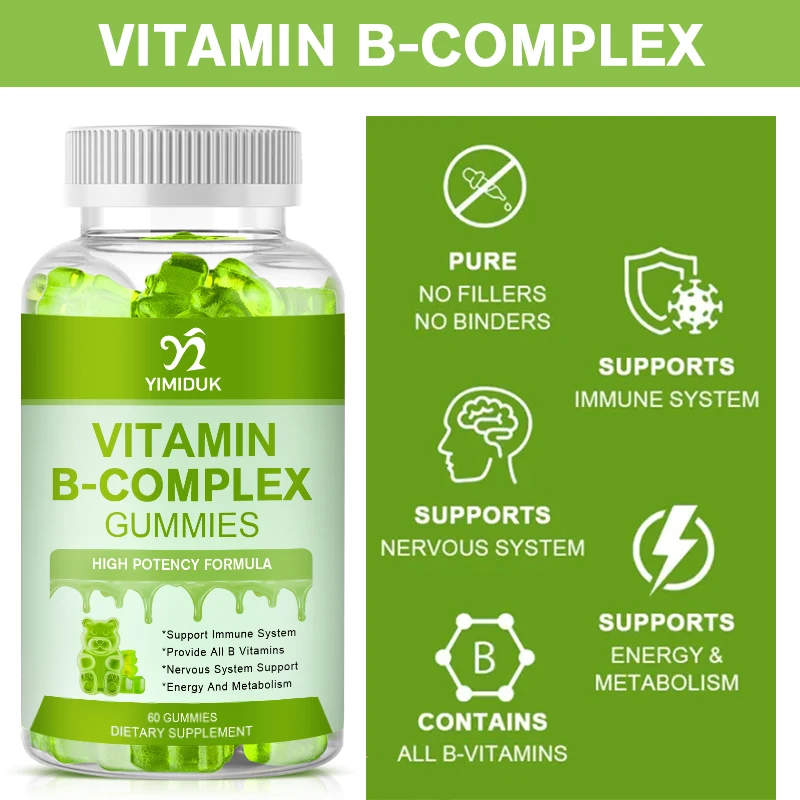 Gomas complexas de vitamina B - aliviam a fadiga, melhoram a digestão, reduzem o estresse e aumentam a imunidade