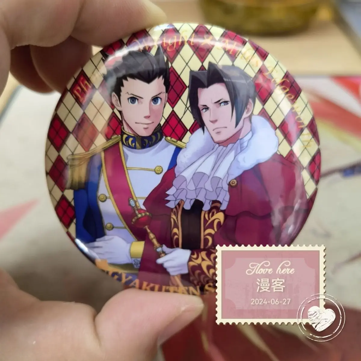 2 sztuk/zestaw Anime gra Phoenix Wright Ace Attorney Pin Gyakuten Saiban odznaka