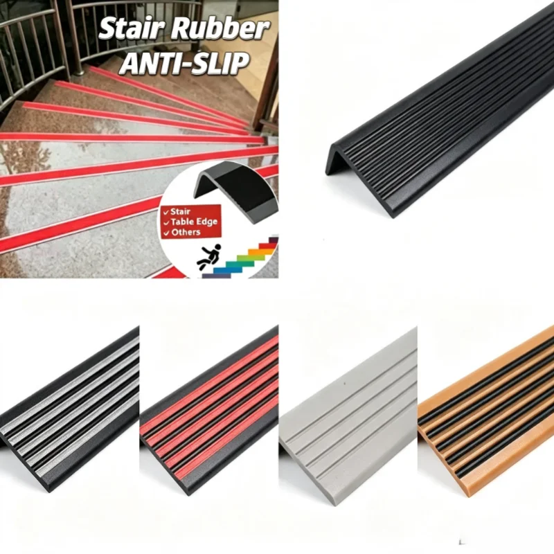 Stair Anti Slip Strip 5*2.5cmL-Type PVC Rubber Self-Adhesive Stair Edge Protect For Adhesives Self-Adhesive Anti-Slip Strip