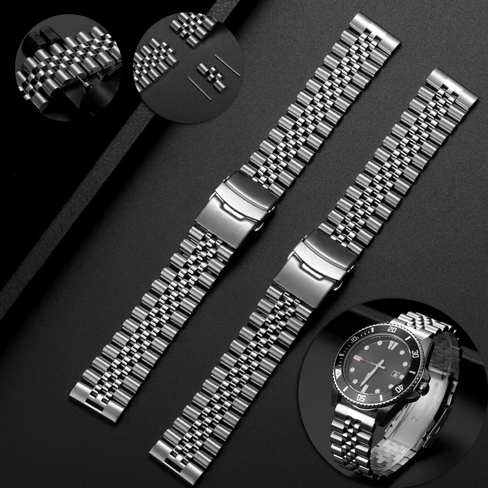 

Watch Band for Seiko SKX007/009/011 for Jubilee Curved / Straight End Stainless Steel Strap 18mm 19mm 20mm 21mm 22mm Bracelets