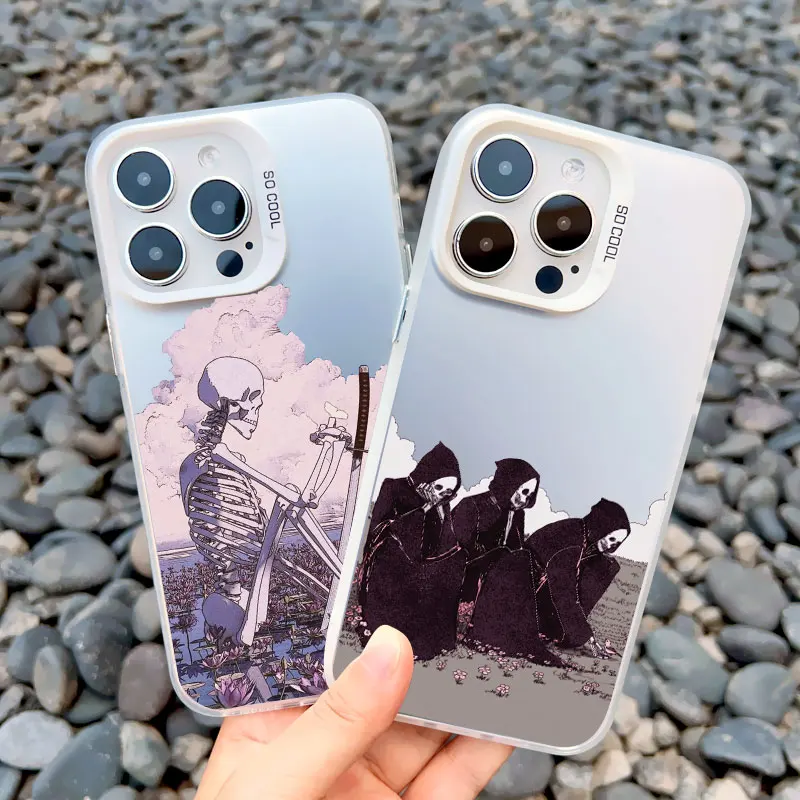 luxury Black Terror Ghost Death demon Phone Case For iPhone 15 14 Plus Pro Max 13 12 11 Mini Pro Max Shockproof Laser Back Cover image 5
