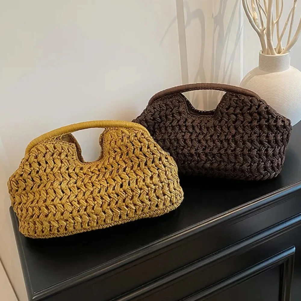 Neue Sommer-Strandtasche für Damen Clutch-Tasche Luxus-Designer Strohtaschen Tragetasche Mode Geflochtene Rattantaschen Damen-Reisetasche