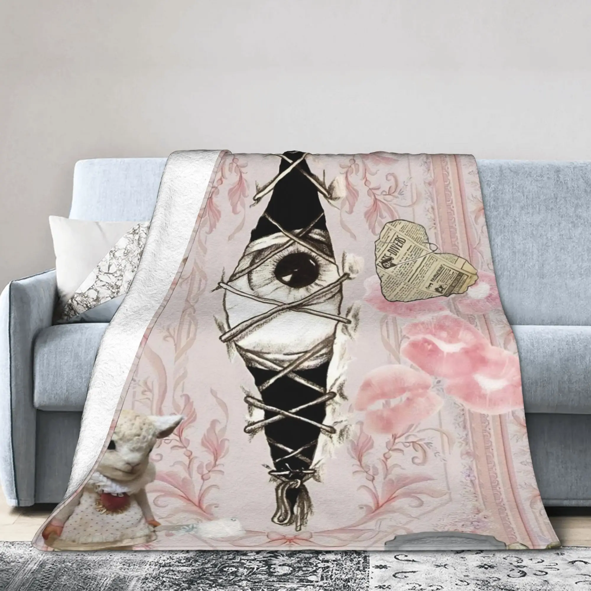 Halloween Gothic Blankets Coral Fleece Plush Air Conditioning Romantic Multi-function Throw Blanket for Bedding Plush Thin Quilt