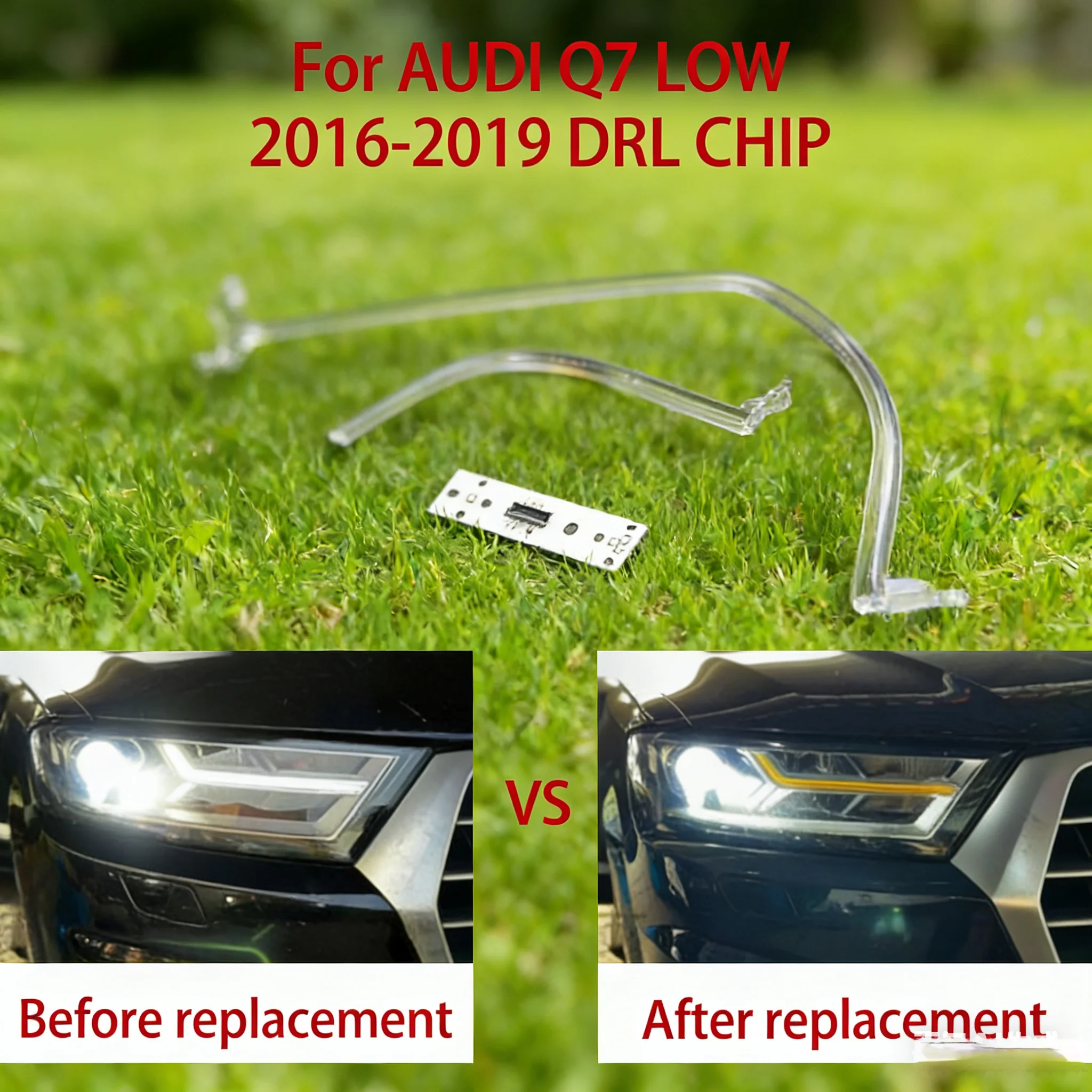 

Car DRL CHIP White Light Pipe Strip For Audi Q7 2016-2019 Low Version Angel Eye Chip Front Daytime Running Light Ballast Module