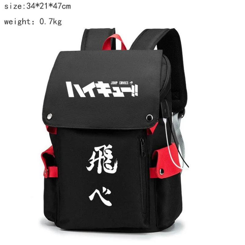 Anime Haikyuu Karasuno Backpack Mochila Teenarges Schoolbag Hinata Shoyo Men Women USB Charge Port Laptop Outdoor Bag