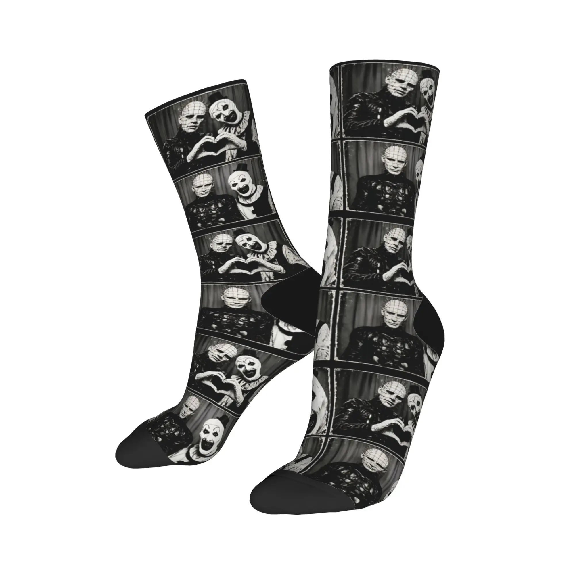 Harajuku Art-the-Clown Terrifier Basketball Socks  Polyester Crew Socks for Unisex Non-slip