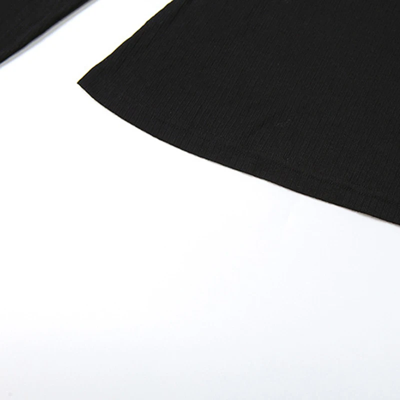 Damen-T-Shirt mit langen Ärmeln, tiefem Ausschnitt, offenem Rücken, schmaler Passform, mit Schnürung, elastischem Stoff, einfarbig, Herbstmode, kurzes Oberteil. – Detail 15