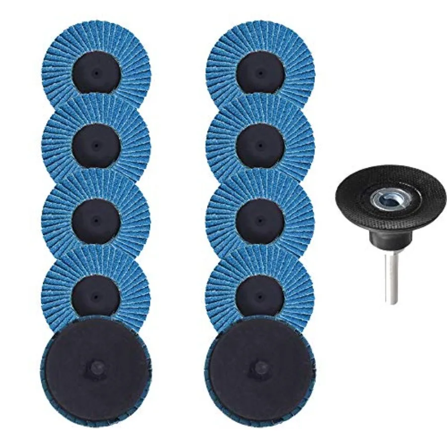 Saiper 10pcs 2 Inch 80 Grit Roll Lock Flap Sanding Disc Quick Change Zirconia Alumina Grinding Wheels with 1/4