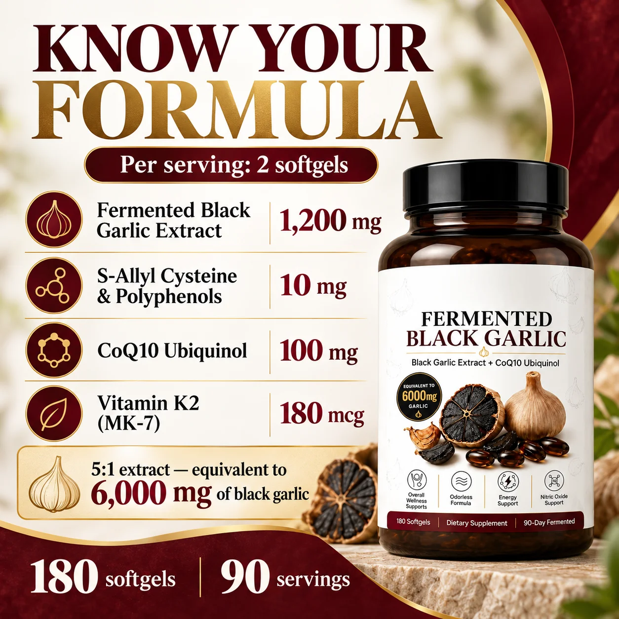 Black Garlic Extract with CoQ1 - Coq10 Ubiquinol Softgel 评论和价格