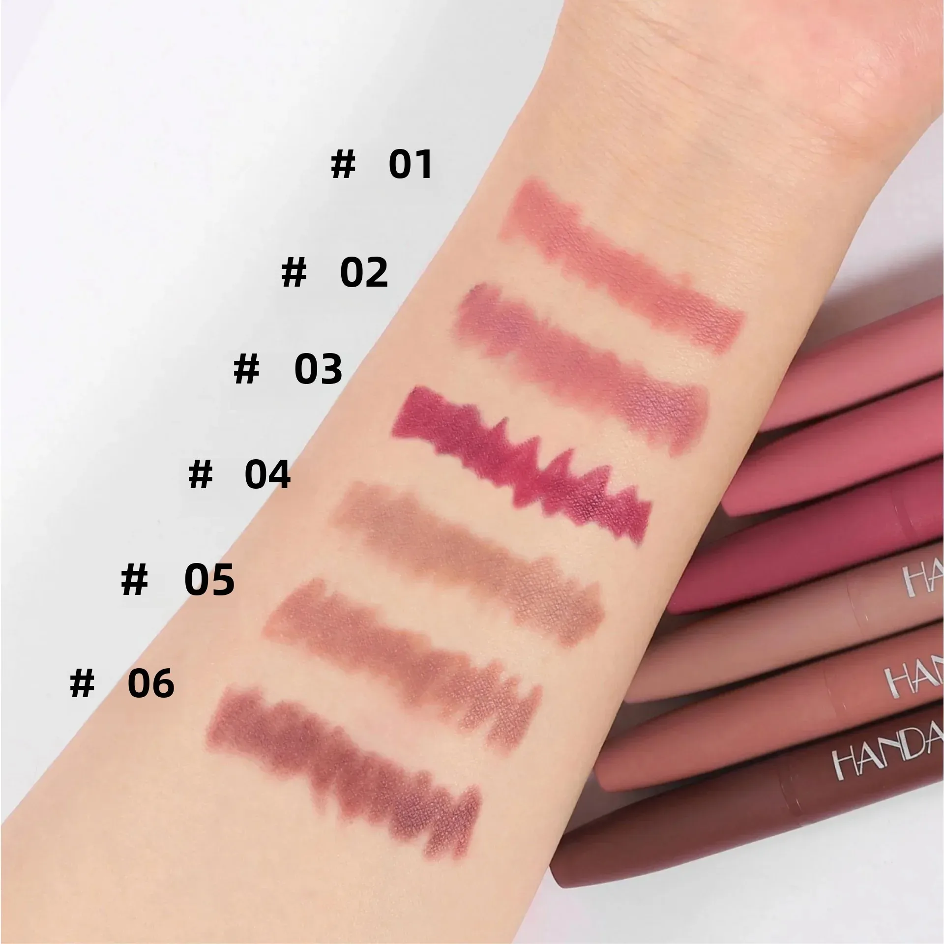 Penna per labbra opaca a 6 colori Matita per rossetto con texture super morbida Penna per trucco snellente per labbra precisa a lunga durata