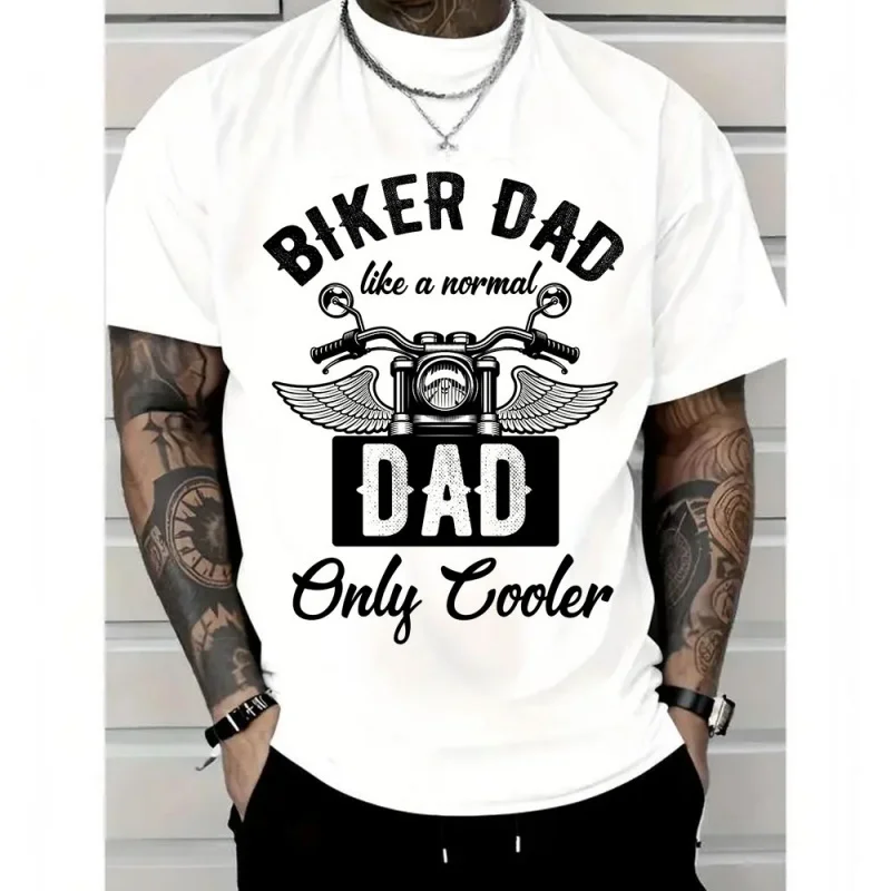 Biker Dad Like A Normal Retro Cafe Racer Gift T-Shirt for Racing bikers 100% cotton Motorcycle Graphic clothes All size Tops