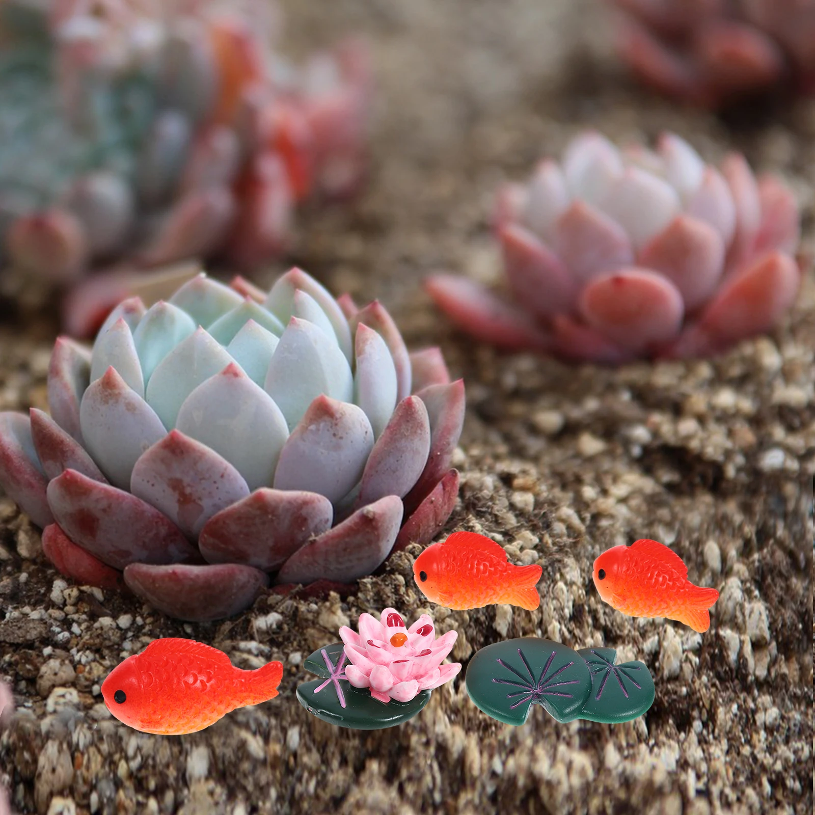 

1 set Mediterranean naments Large Small Fish Lotus Decor Garden Statue Mini Fish Miniatures Figurines Miniatures