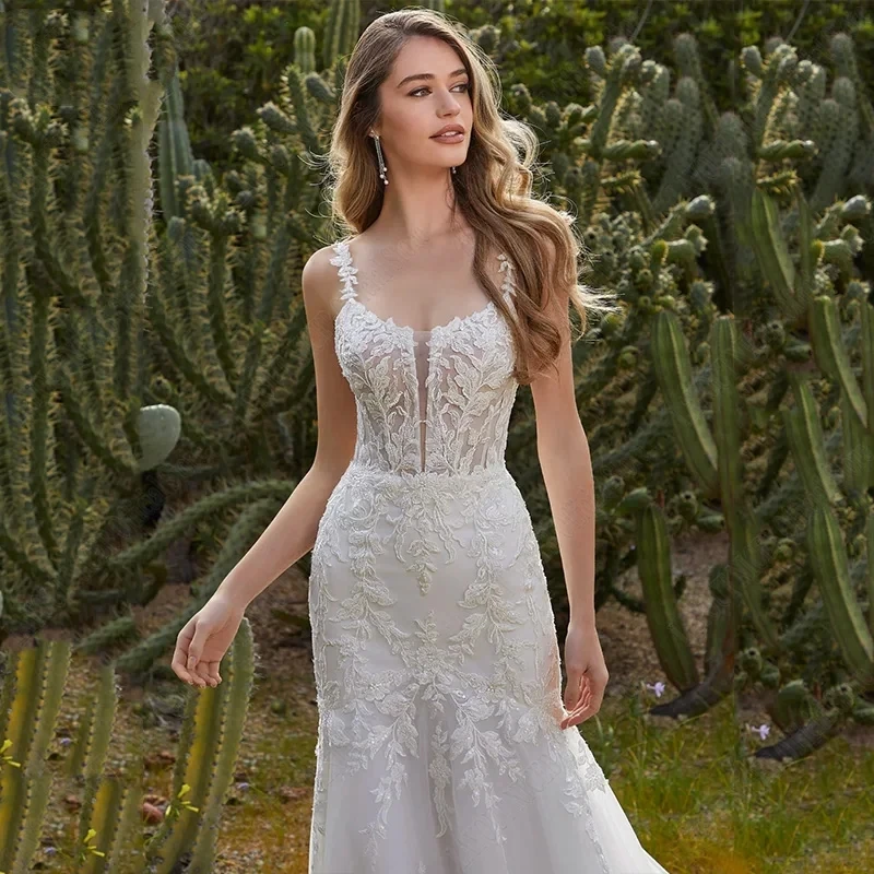 Exquisite Wedding Dresses For Women 2024 O-Neck Sheath Bridal Gowns Lace Appliques Sexy Bridal Gown Sleeveless Vestidos De Novia