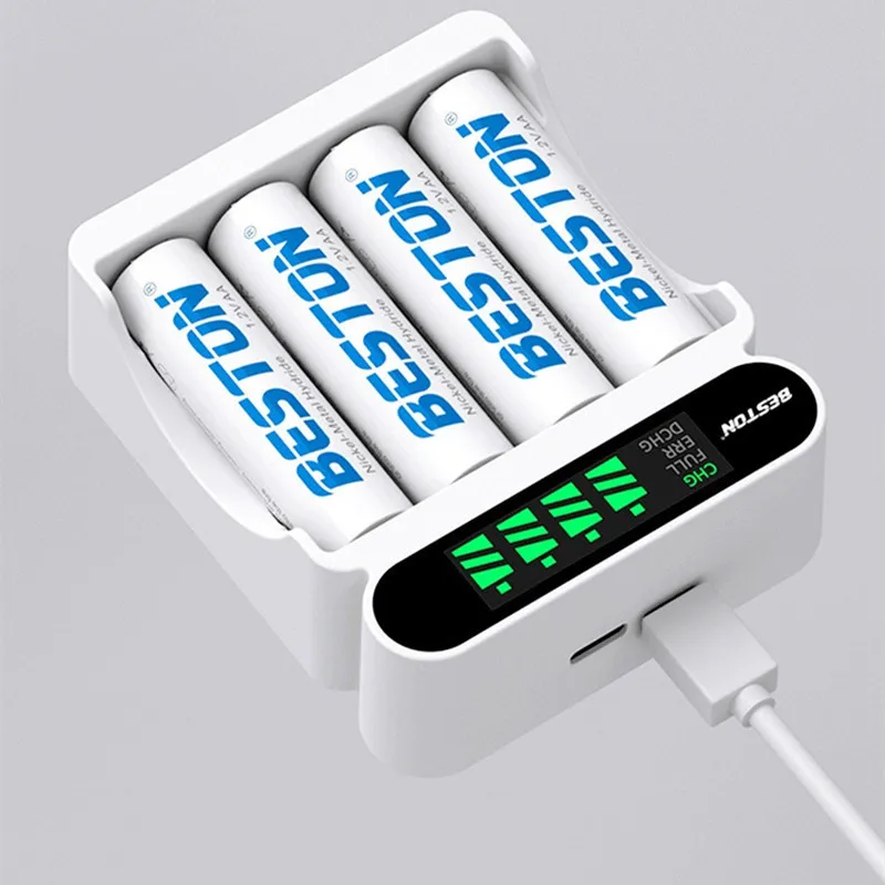 Aa/aaa Batterie ladegerät 4 Steckplätze intelligente LCD-Anzeige USB-Ladegerät für ni-mh 1,2 V wiederauf ladbare Batterien aa Batterie ladegerät