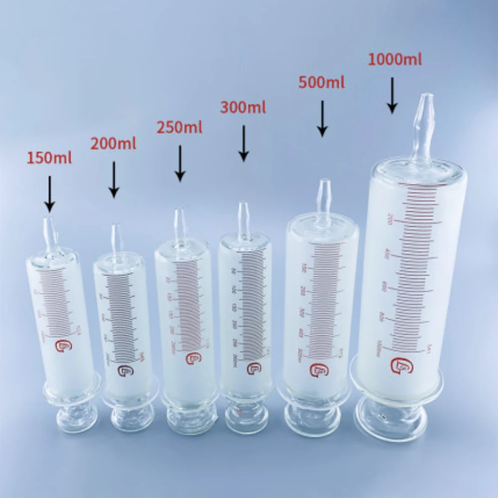 150ml/200ml/250ml/300ml/500ml/1000ml All Glass Syringes Large Sausage Device Glass Sample Extractor Glass Injector Large Calibe