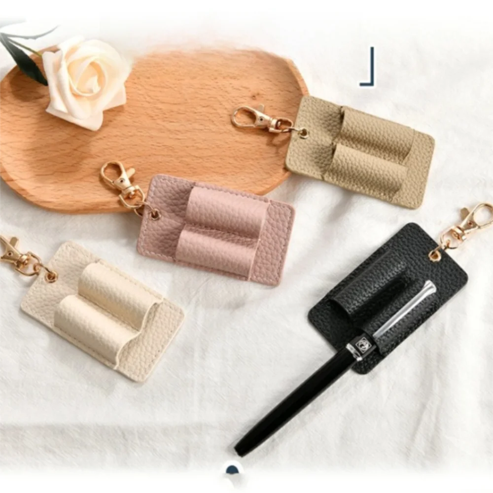 

New Portable PU Lanyard Pen Holders Hanging Space-Saving Leather Pen Pouch Creative Design Pen Case Office Supplies