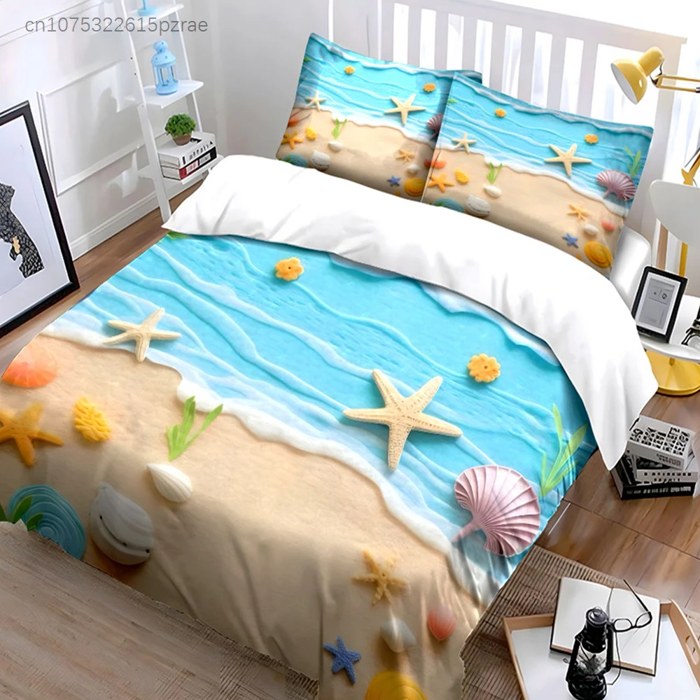 Beach Decor Accessories Set Multiple Sizes kid's And adults' Bedroom Exquisite 3PC Bedding set, Gift