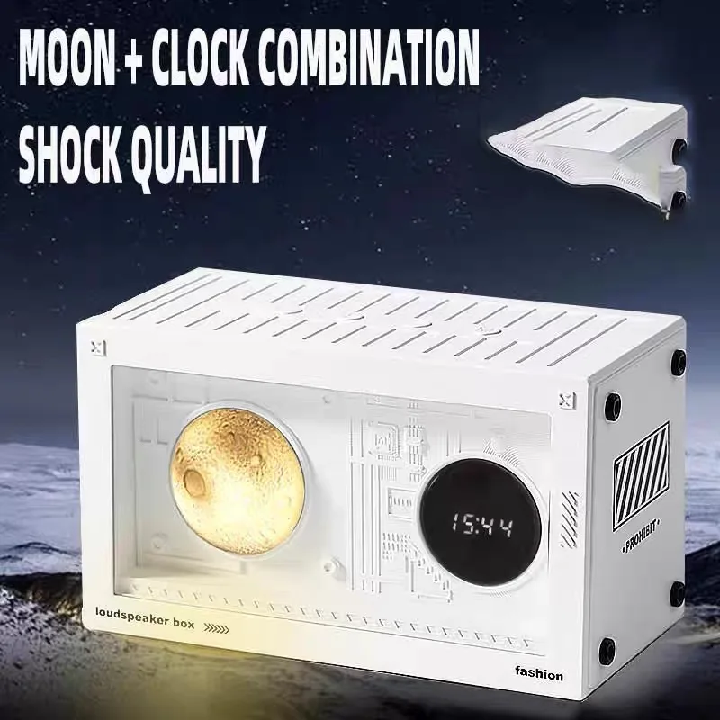 New Planet Bluetooth Speaker Bedhead Clock Trendy Atmosphere Light Gift Wireless Bluetooth 5.3 Portable Stereo Small Speaker