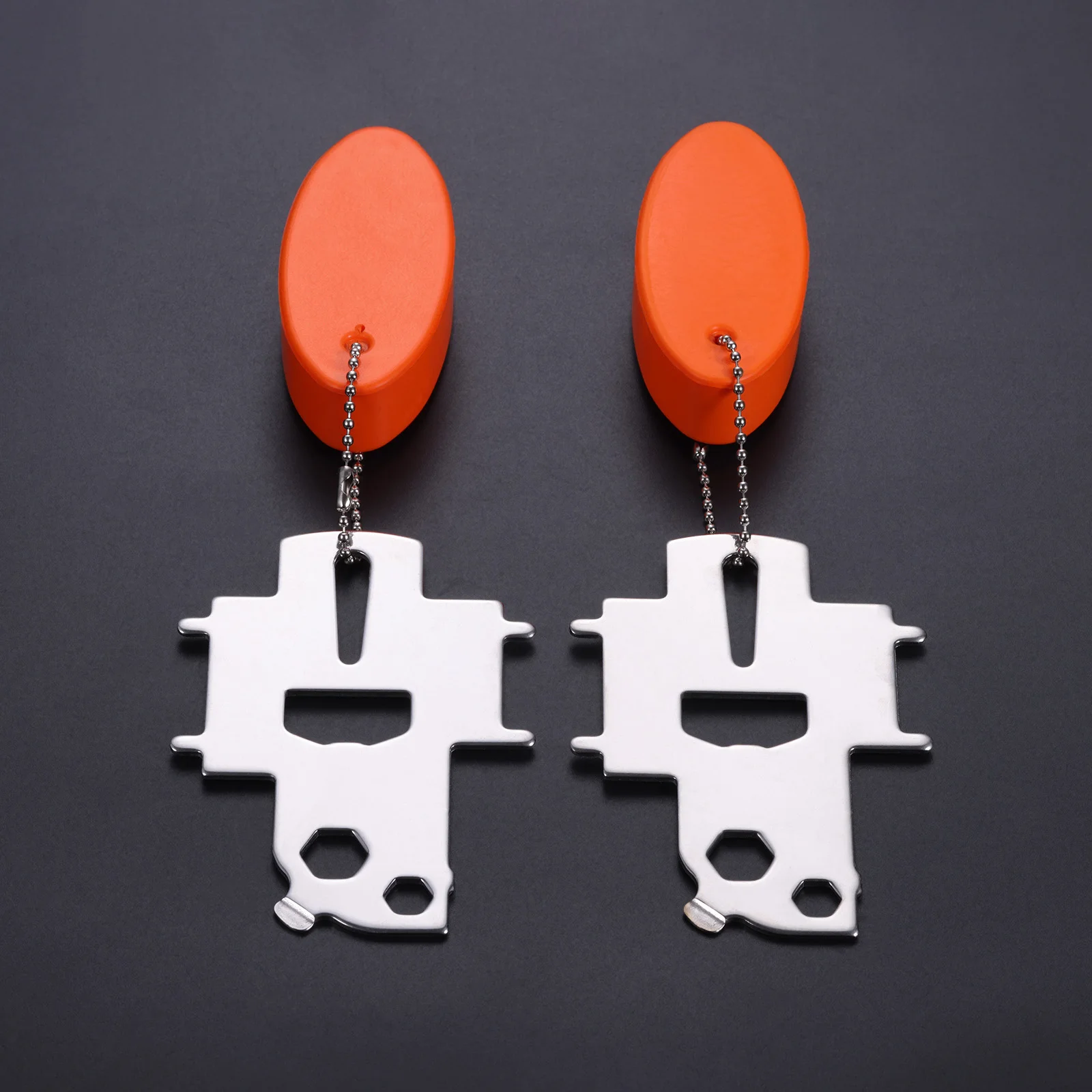 2 Set Deck Fill Plate Key Kit Stainless Steel Boat Gas Cap Key With Orange Oval Floating Keychain Fuel Water Tank Caps Keys