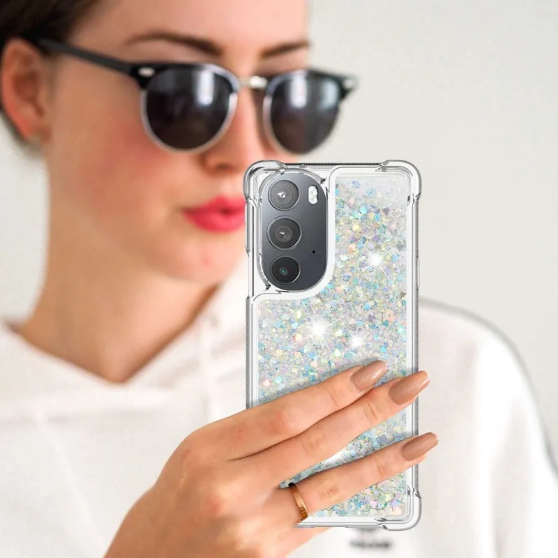 حافظة رمال متحركة لهاتف موتورولا موتو إيدج 30 برو جليتر بلينغ سيليكون لامع غطاء سائل مقاوم للصدمات لهاتف موتو جي ستايلس 2022 باور