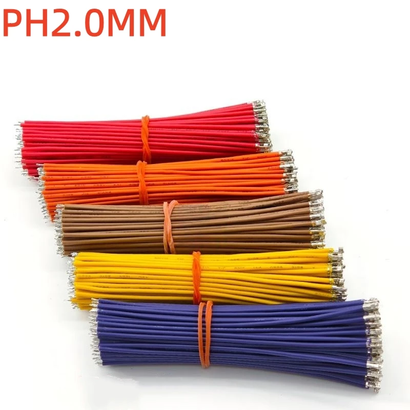 100PCS PH2.0mm pitch Single-ended pressure spring unplugged terminal wire 22/24/26AWG electronic connection wire