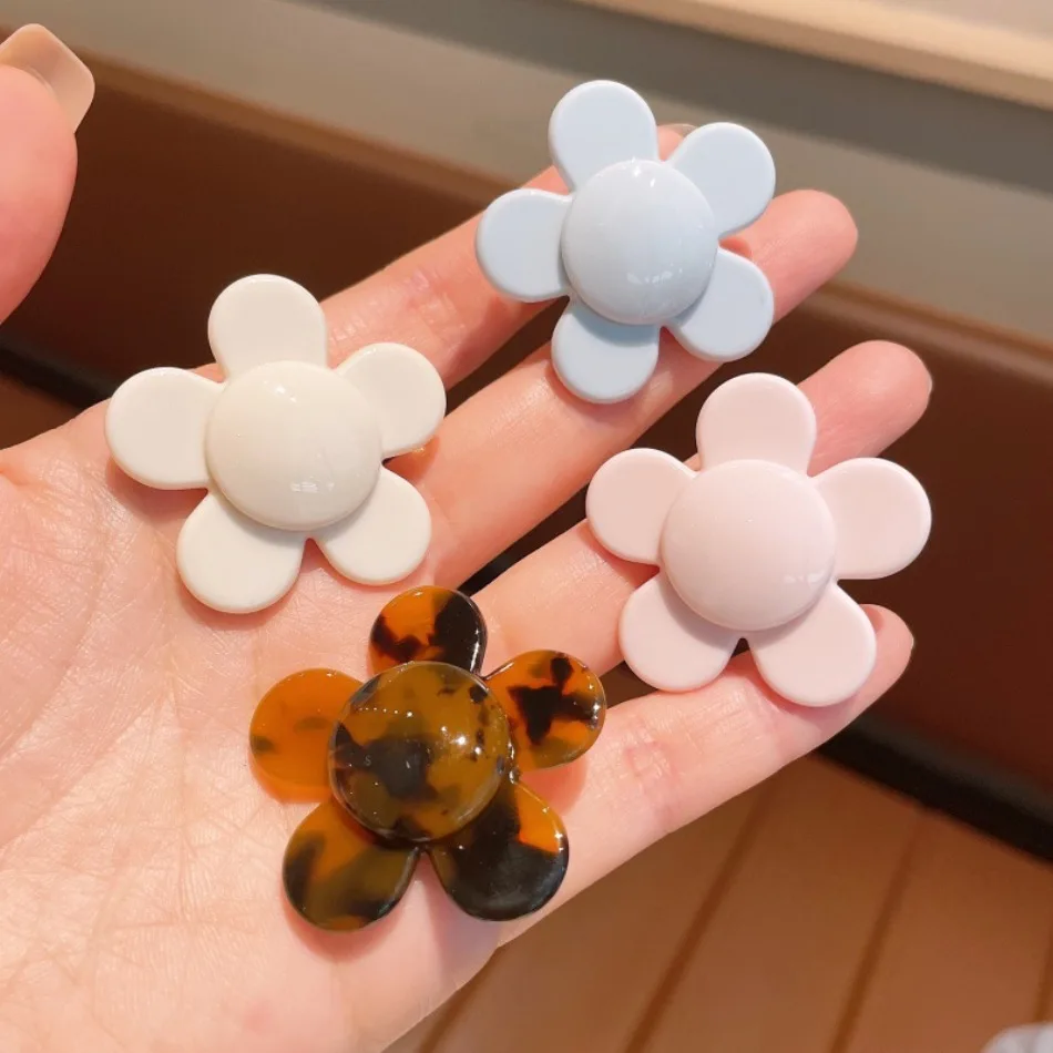 Korean Gentle Five-petaled Flower Hairpin Cream Solid Color Acetic Acid Small Flower Duckbill Clip Girl Side Broken Hair ZX07