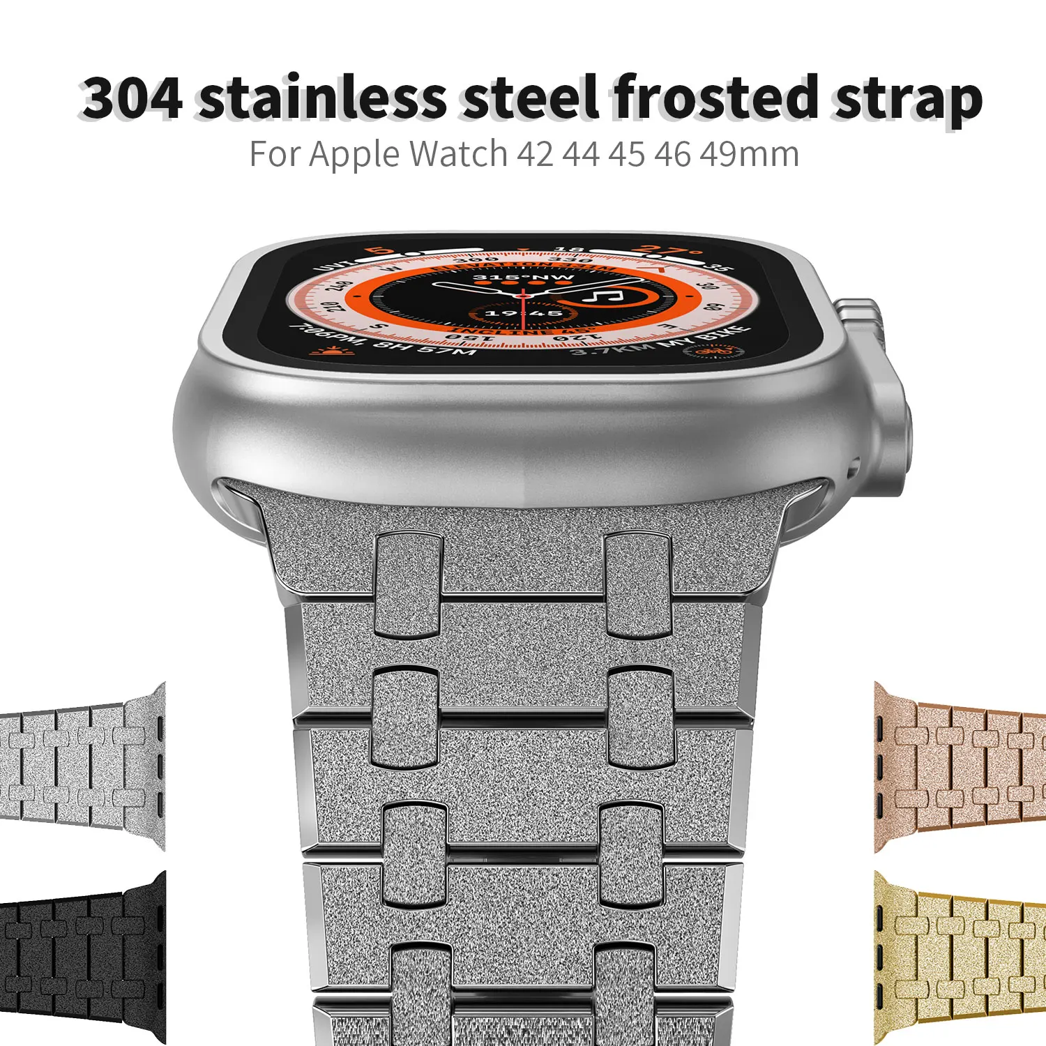 304 stainless steel strap suitable for Apple Watch Ultra2 strap 49mm 46 45 44 42mm luxury metal strap suitable for iwatch 987654