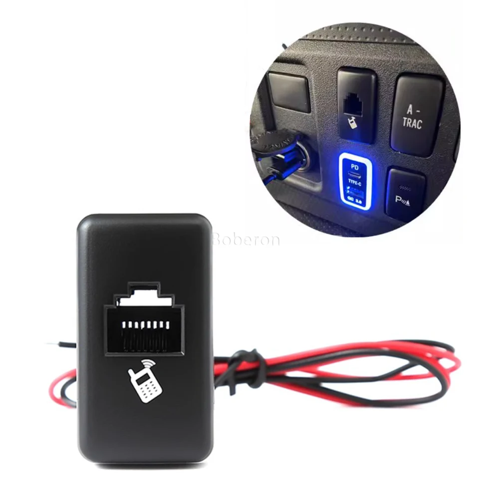 

1PC Car Modified Hand Phone Adapter 6-pin 8-pin Socket For FJ CRUISER PRADO 120 LC76