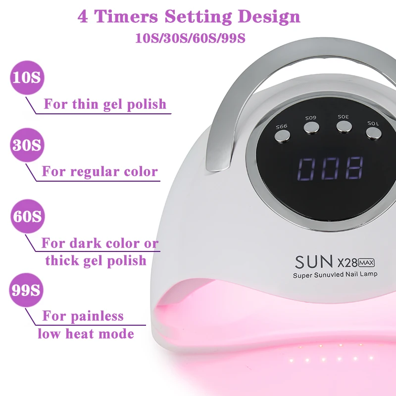 SUN X28MAX 90LED UV Lamp for Nails Gel Polish Drying With LED Display Auto Sensor Professional Manicure Lamp Dryer Home Use Tool