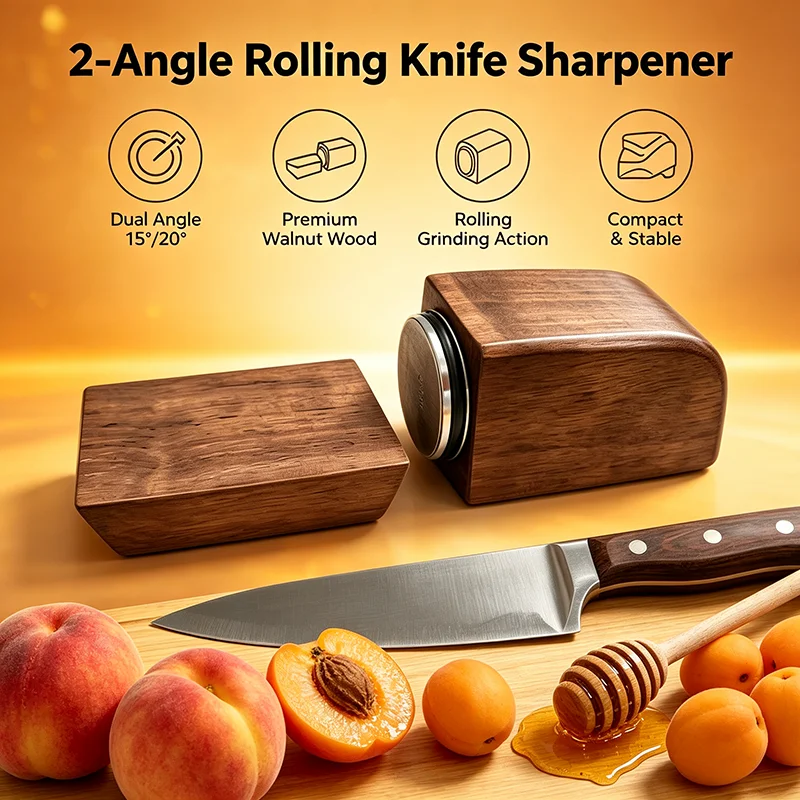2026 New 2-Angle Rolling Knife Sharpener 15°/20° Tools Replaceable Abrasive Precision Chef Kitchen Knife Sharpening Systems Sets