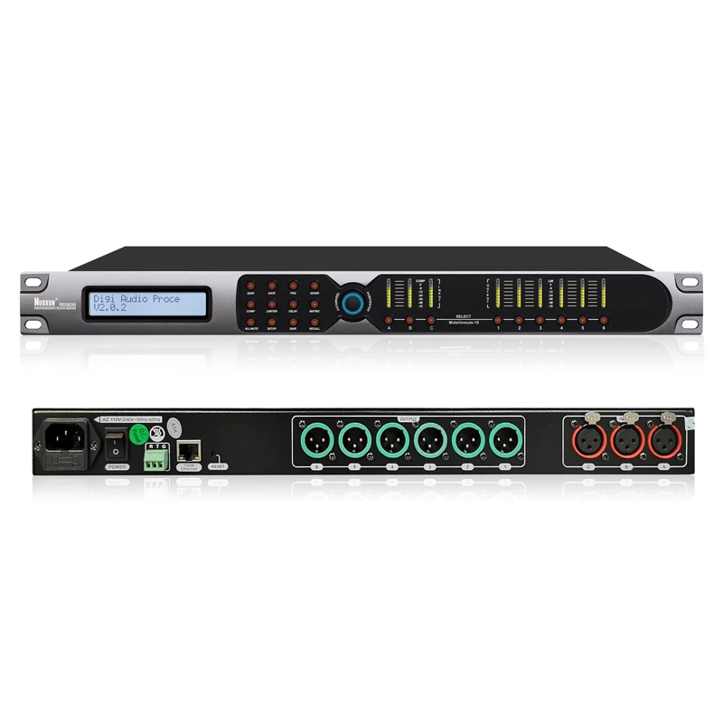 

Аудиопроцессор AD306 для профессионального управления, 3-в-1, 6-выходная система сценического звукового оборудования с динамиком DSP с металлическим корпусом