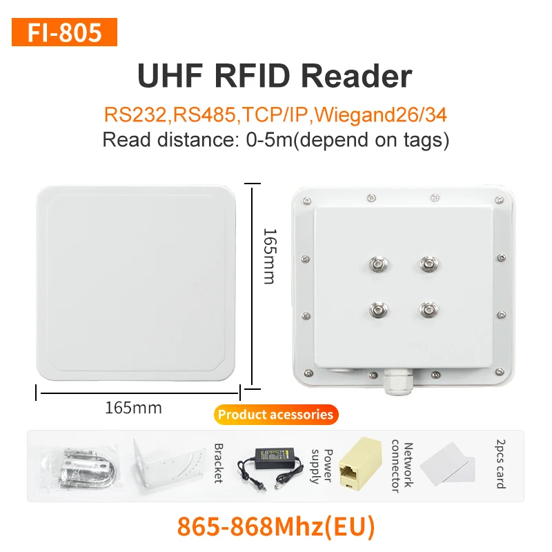 Long Range UHF RFID Integrated Reader with RS232/RS485/TCP/IP 4dbi UHF Reader for Access Control Management RFID Reader