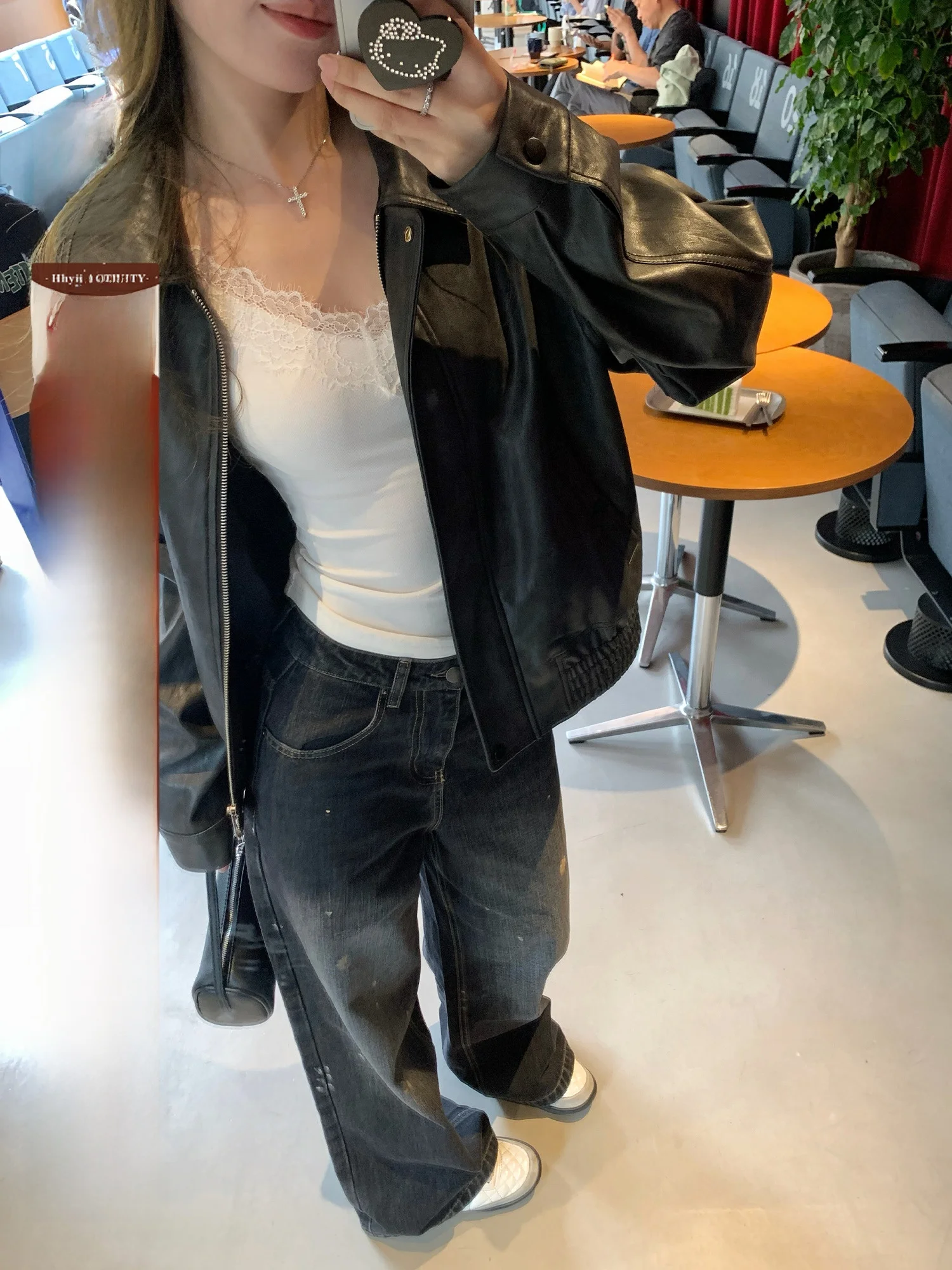 

Hhi Heavy Industry Splaed Ink Ретро широкие джинсы с талией Женские свободные утягивающие повседневные брюки длиной до пола