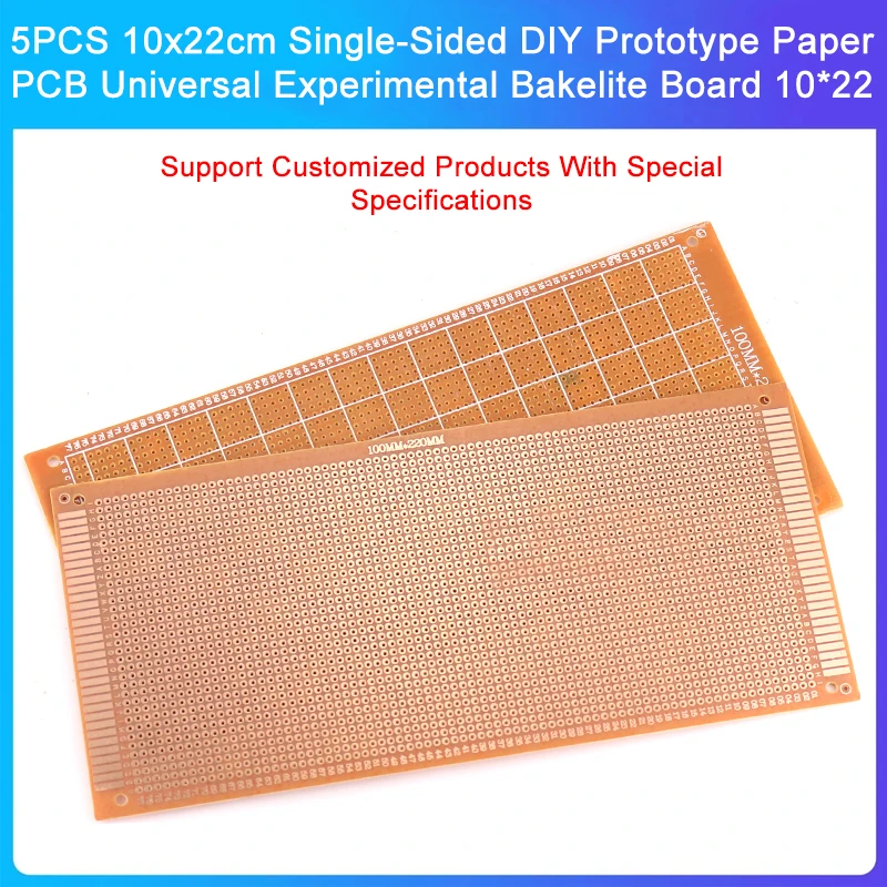 5PCS 10x22cm Single-Sided DIY Prototype Paper PCB Universal Experimental Bakelite Board 10*22