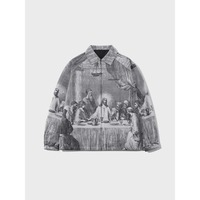 Men's Jacket Spring and Autumn Painting Printed Couple Casual Men's and Women's Silk Retro Top