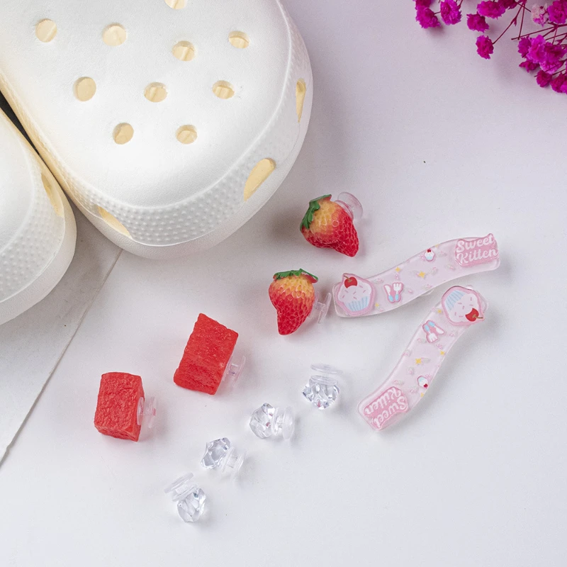 New Jibbitz Kawaii Fruit Resin Shoes Charms Diy Detachable Cute Food Toy Shoe Flower Shoe Buckle Upper Decoration Xmas Gifts