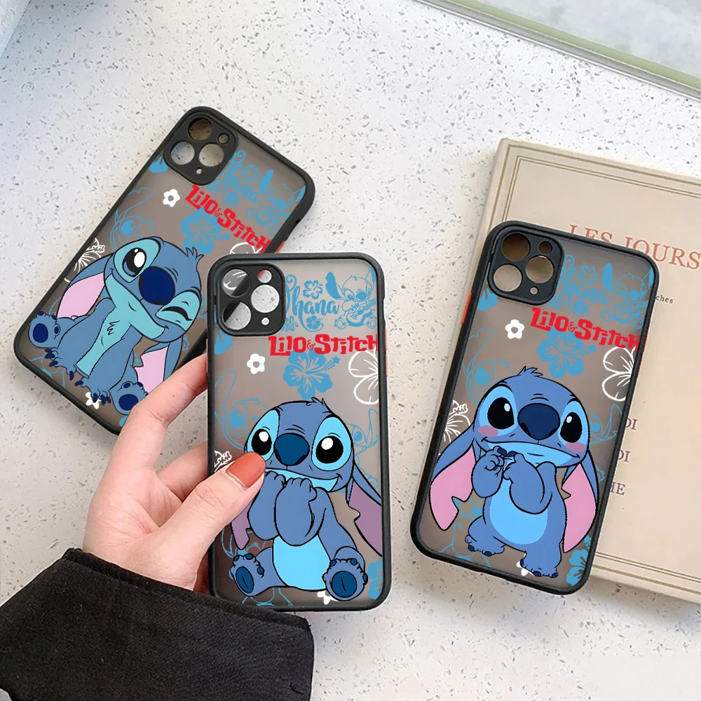 Funda Translúcida Mate Ohana Stitch Lilo para iPhone 17E 17 16 16E 15 14 13 12 11 Pro Max 17 Air 7 8 Plus XR XS, Carcasa Antigolpes